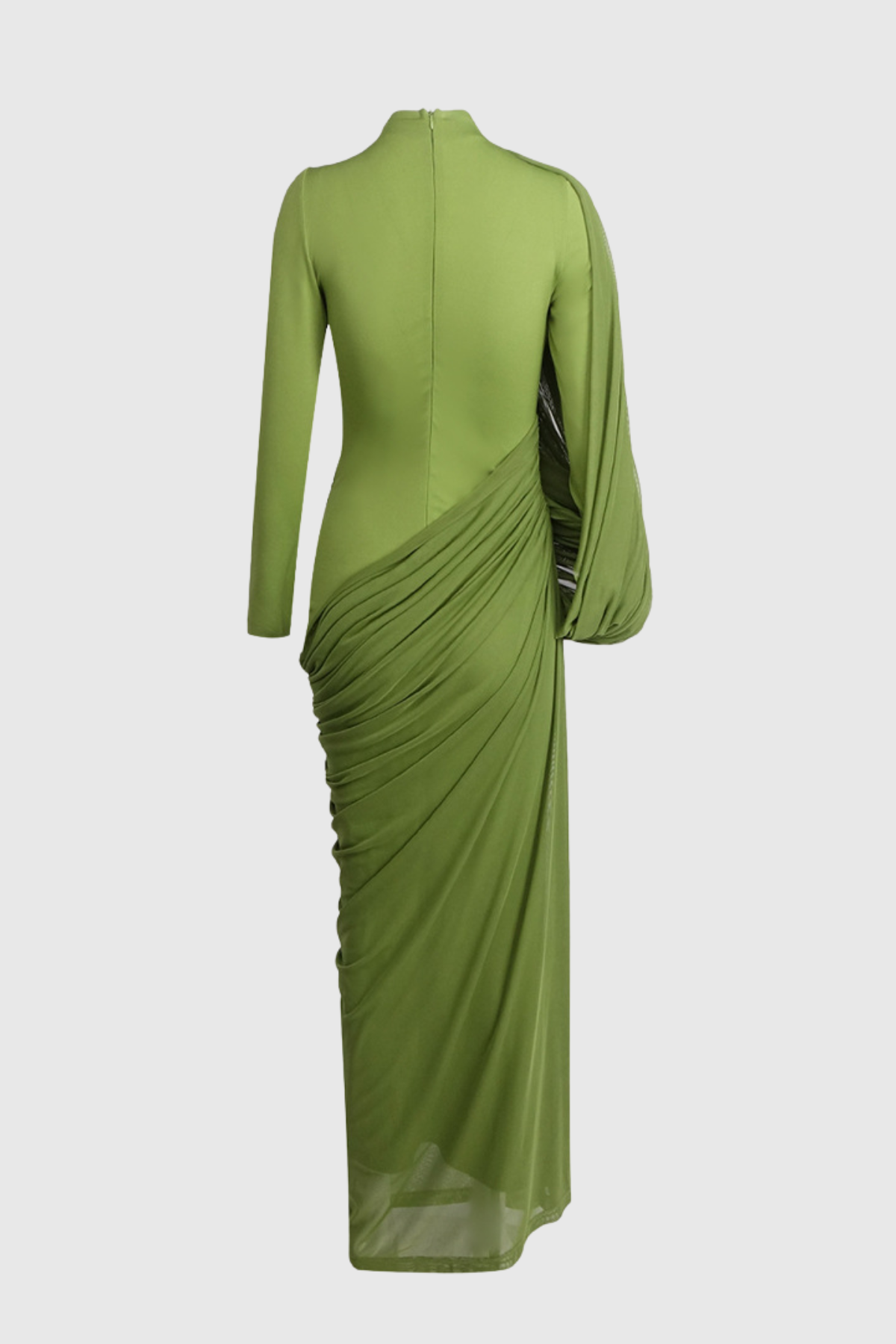 Miyako Asymmetric Ruched Maxi Dress - Green