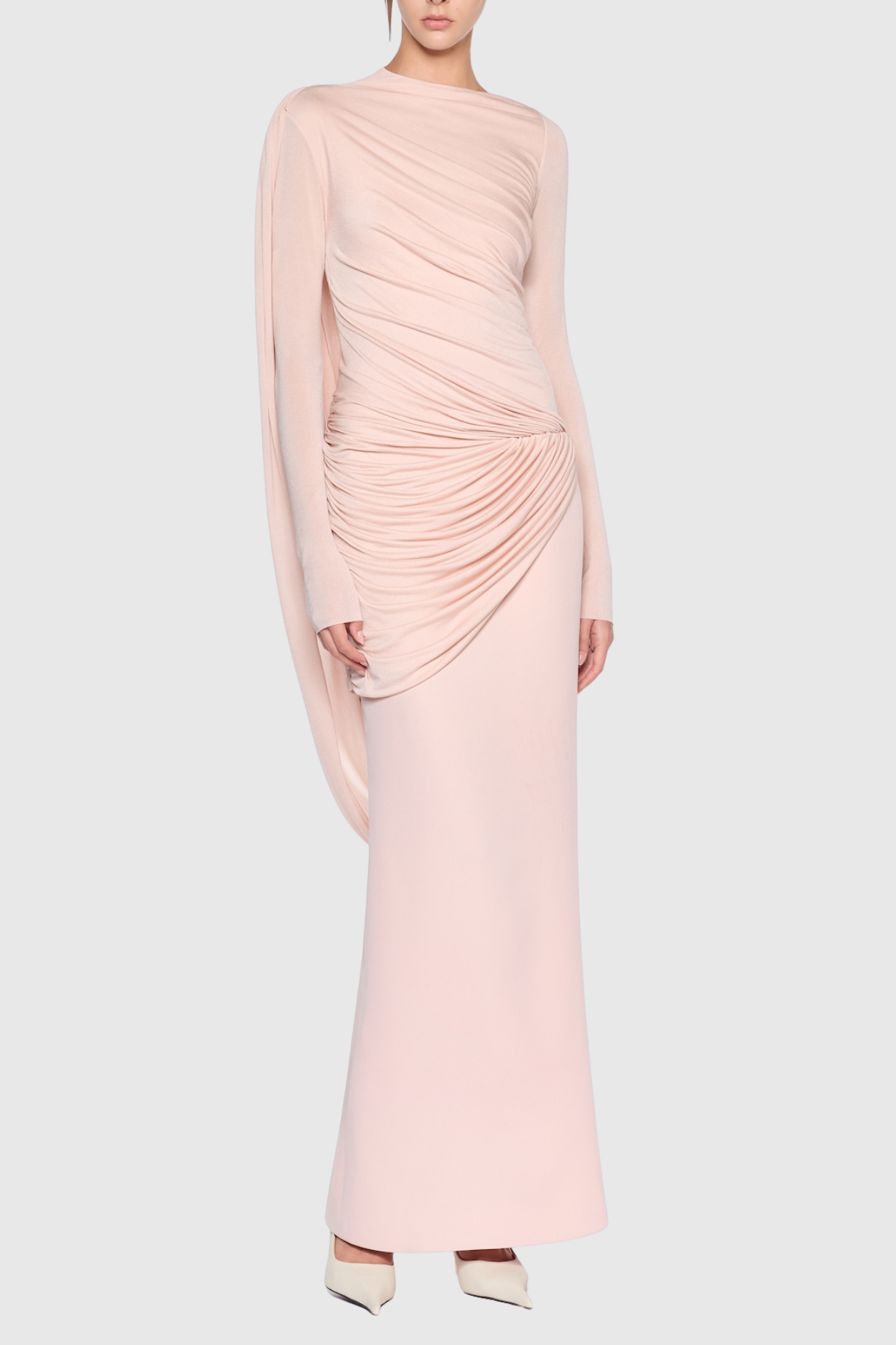 Miyuki Asymmetric Ruched Maxi Dress - Pink