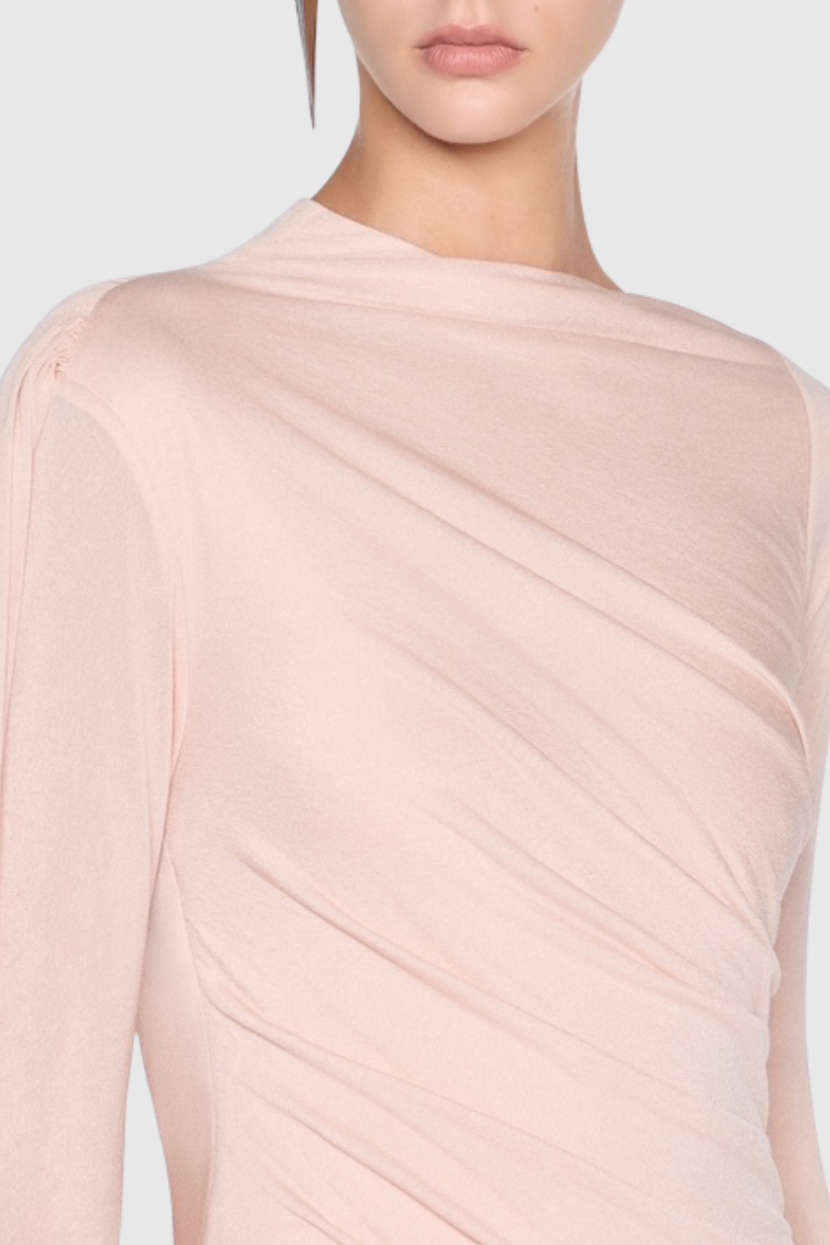 Miyuki Asymmetric Ruched Maxi Dress - Pink