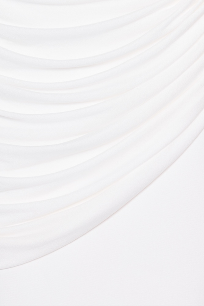 Miyuki Asymmetric Ruched Maxi Dress - White