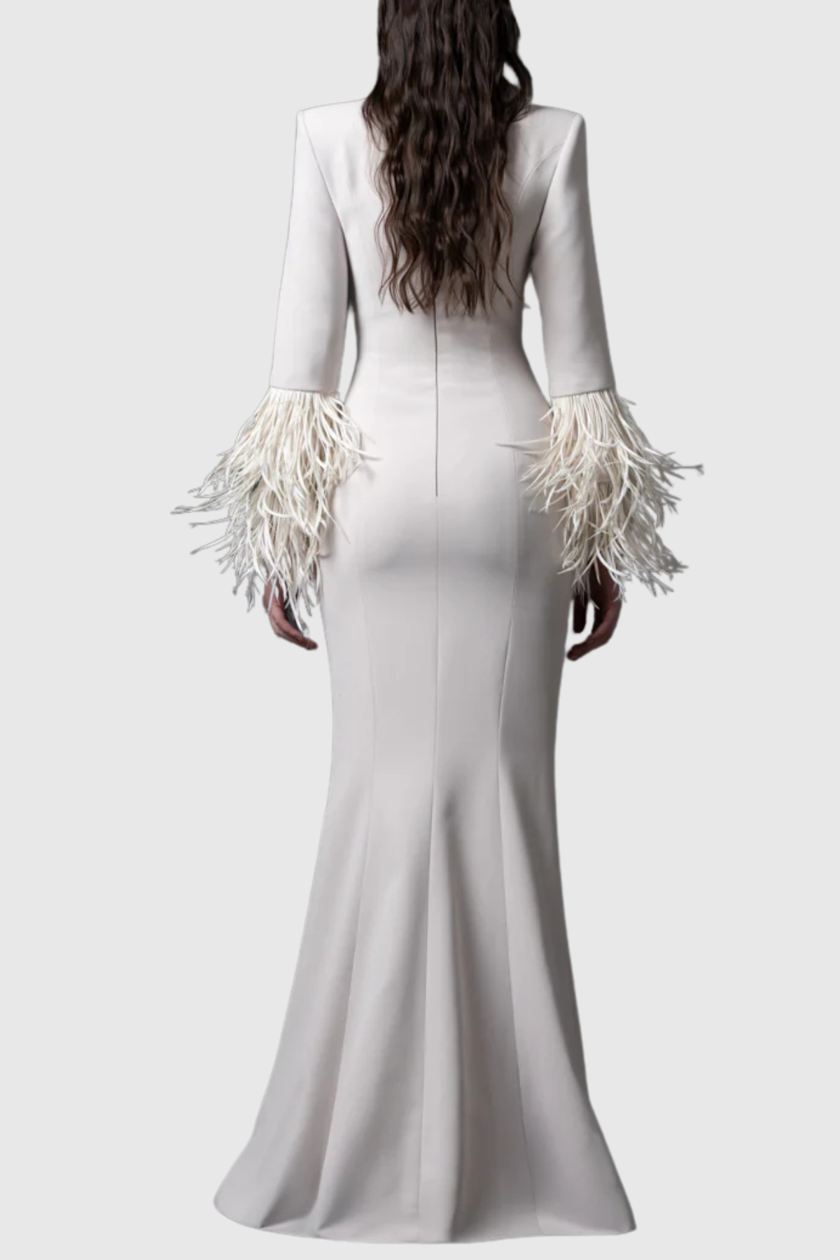 Moana Beaded Collar Cutout Feather Maxi Dress