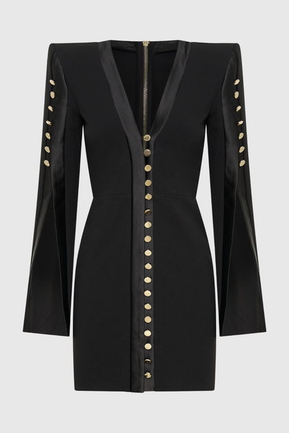 Moises Buttoned Split Sleeve Mini Dress