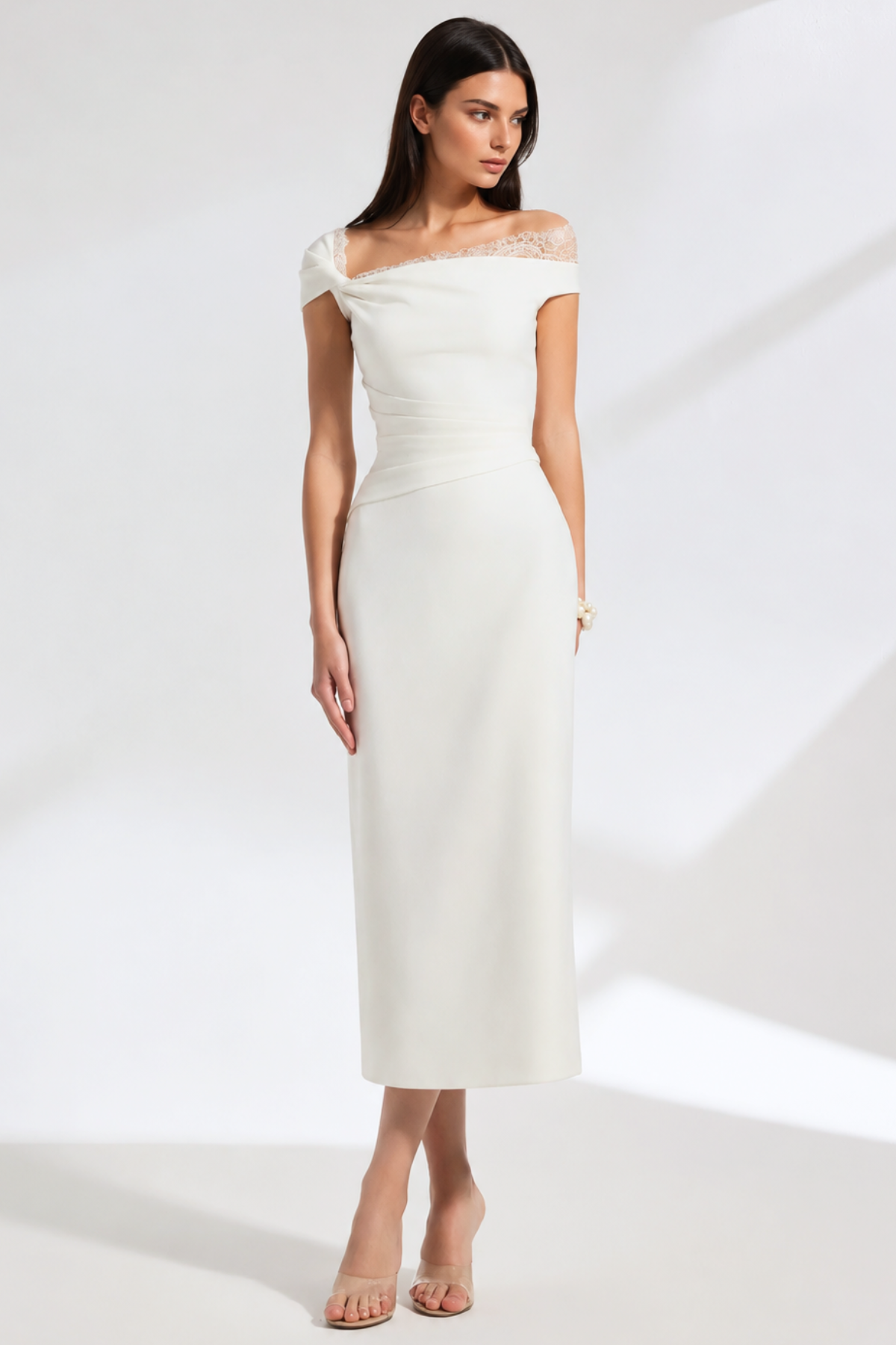 Monika Off Shoulder Lace Midi Dress