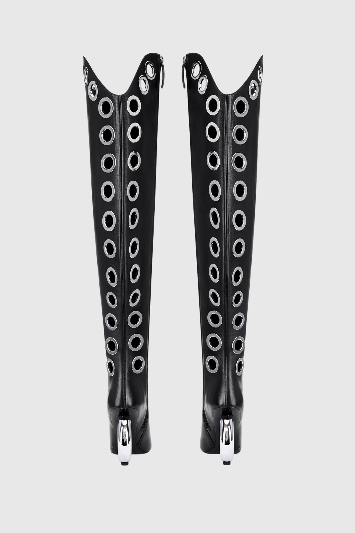 Moniqa Eyelet Knee High Boots - Black