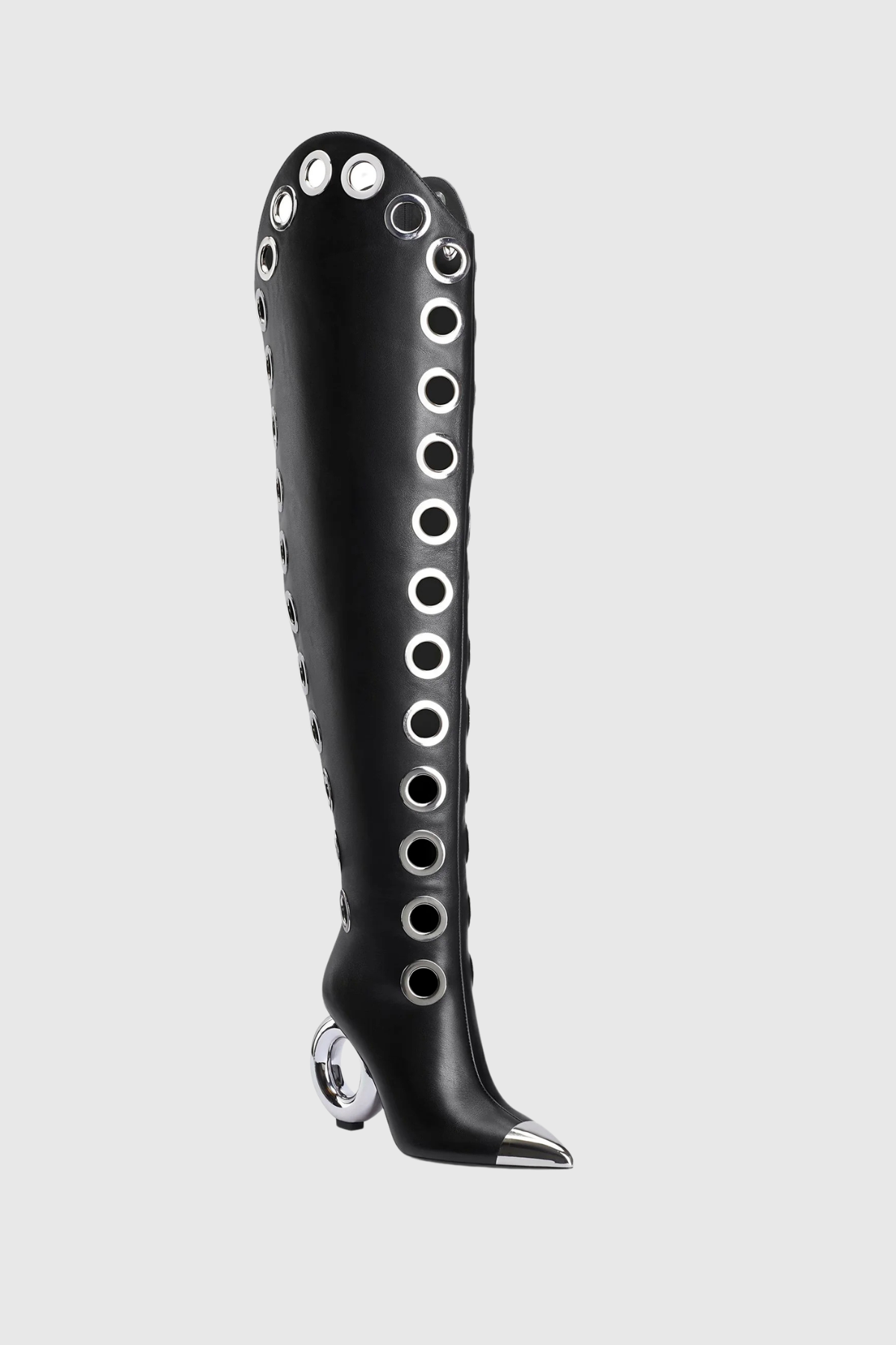 Moniqa Eyelet Knee High Boots - Black