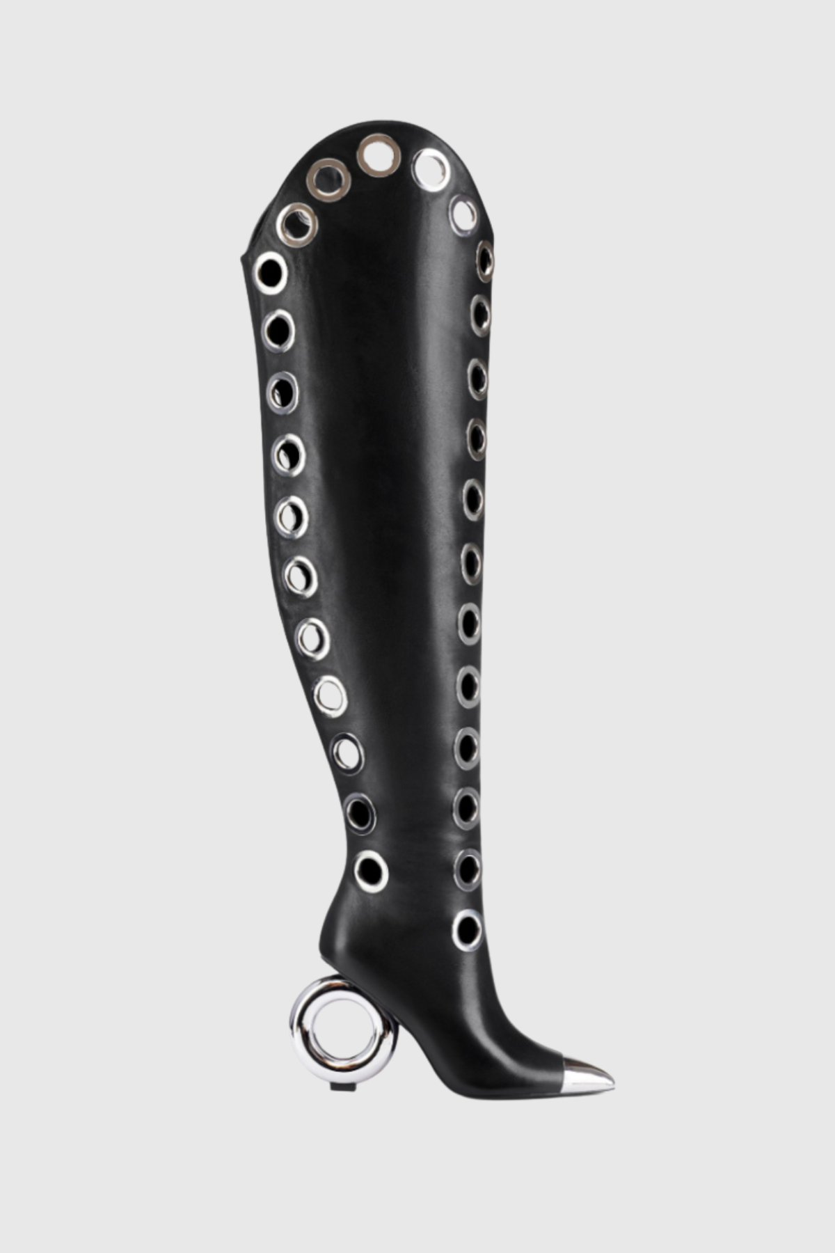 Moniqa Eyelet Knee High Boots - Black