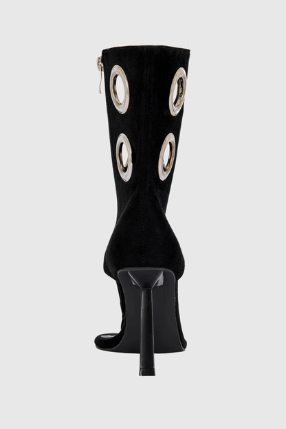Moniqa Eyelet Thong Sandals - Black