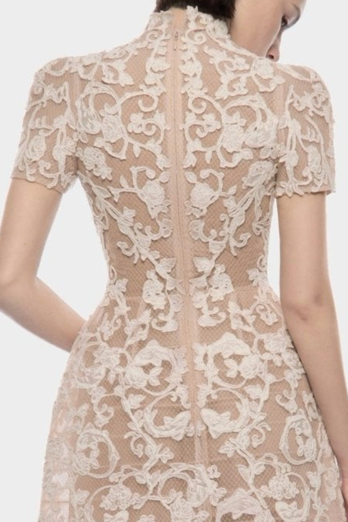 Morticia Floral Lace Bow Mini Dress