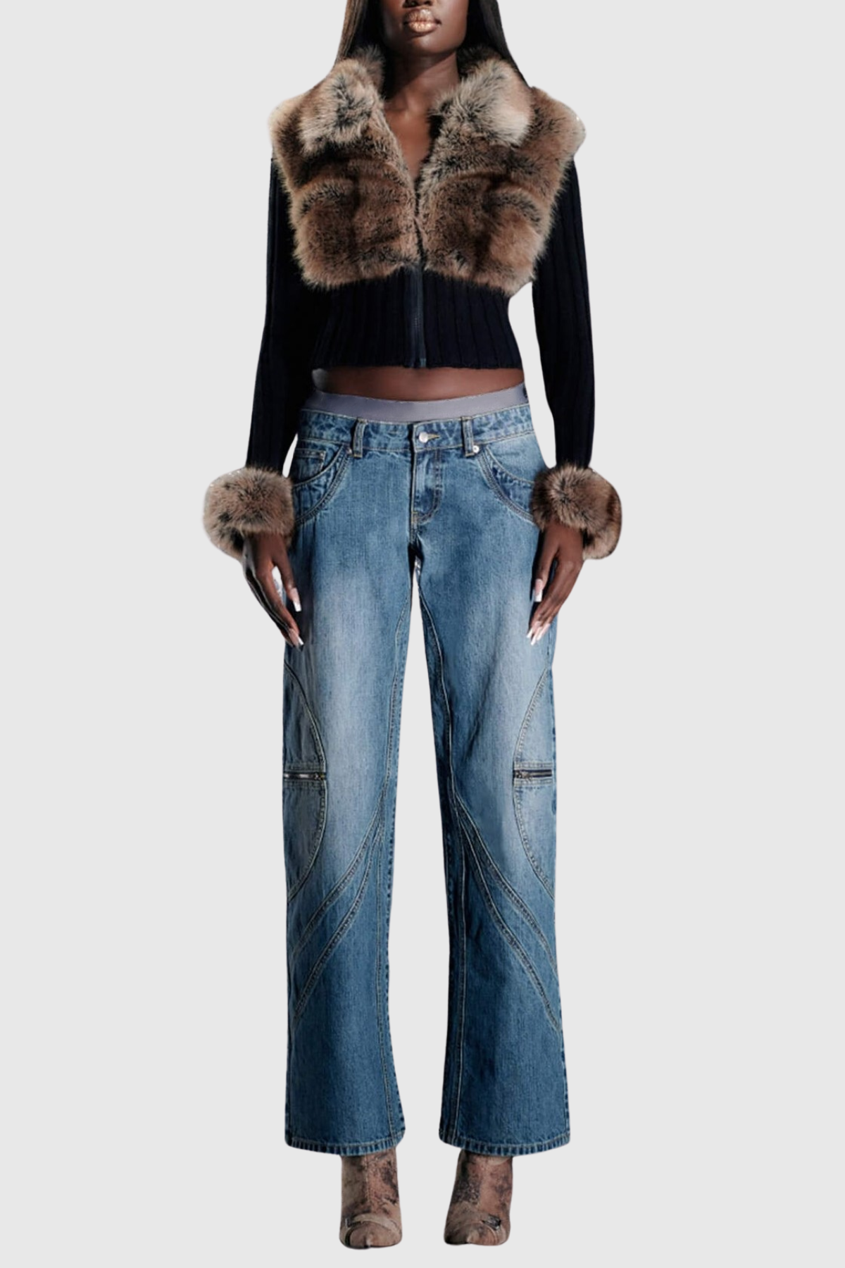 Motoko Faux Fur Knit Coat