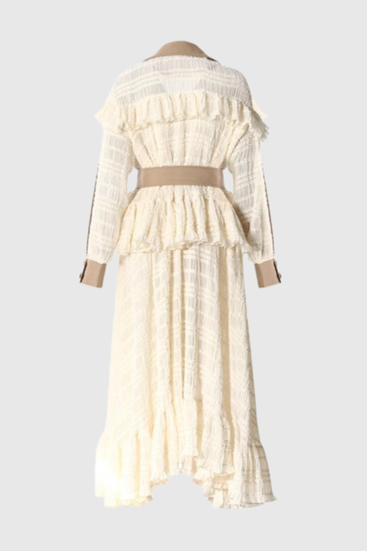 Mozey Lace Panel Belted Trench Coat