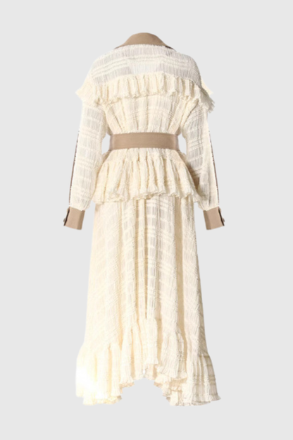 Mozey Lace Panel Belted Trench Coat