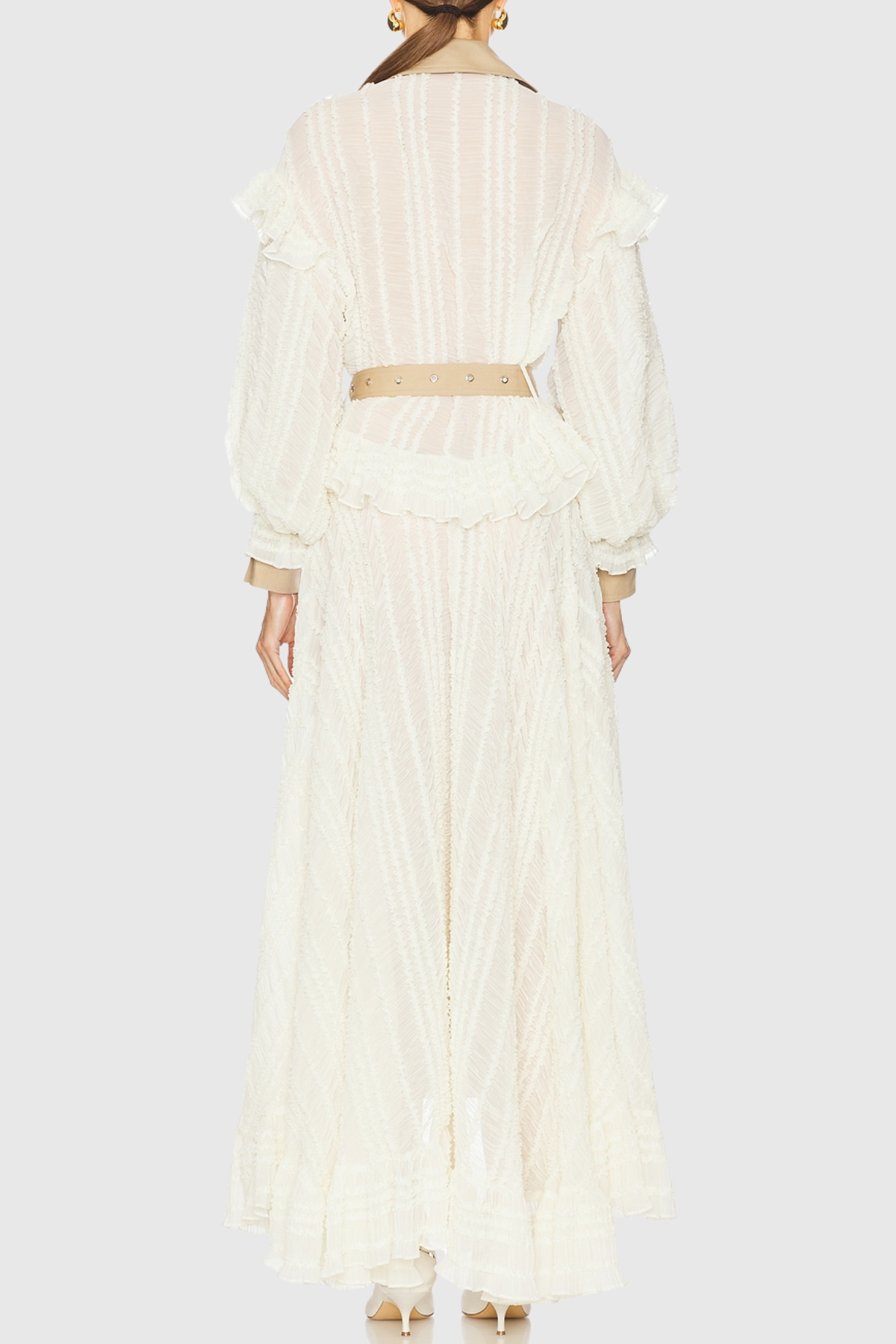 Mozey Lace Panel Belted Trench Coat