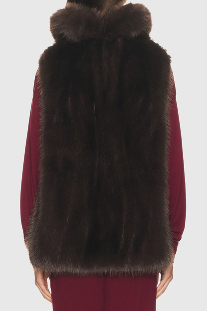 Muago Turtleneck Faux Fur Vest