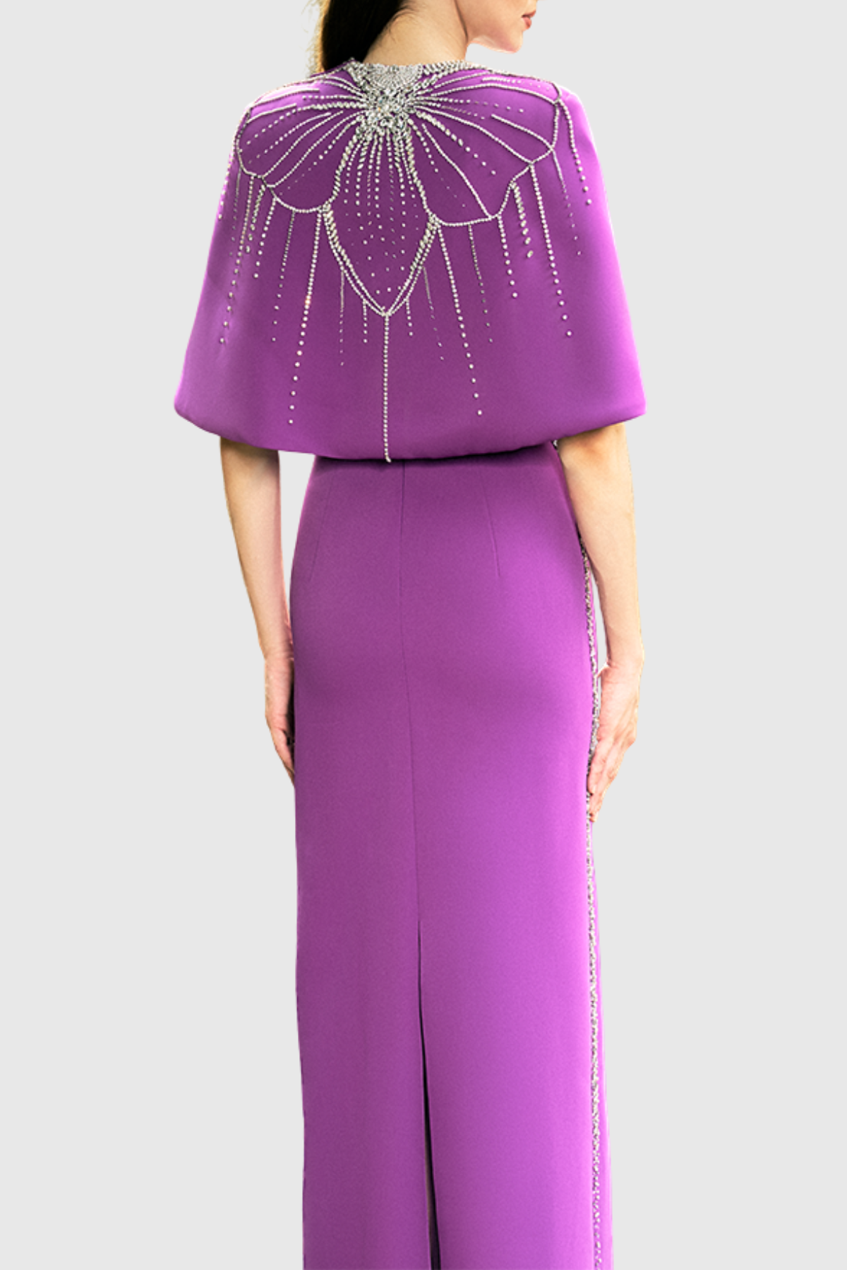 Murra Crystal Embellished Cape Maxi Dress
