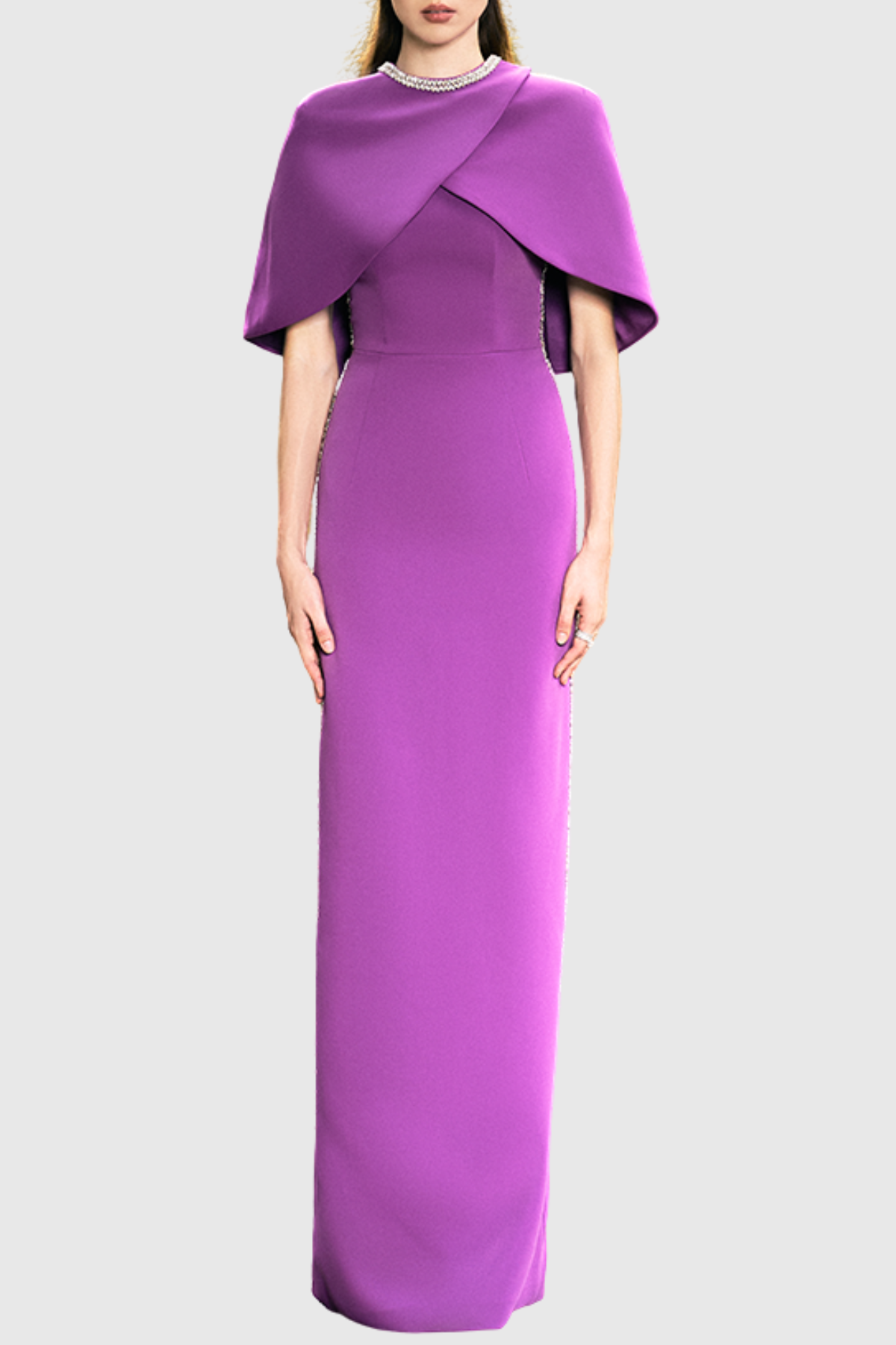Murra Crystal Embellished Cape Maxi Dress