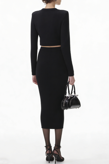 Myria Crystal Embellished Knit Top - Black