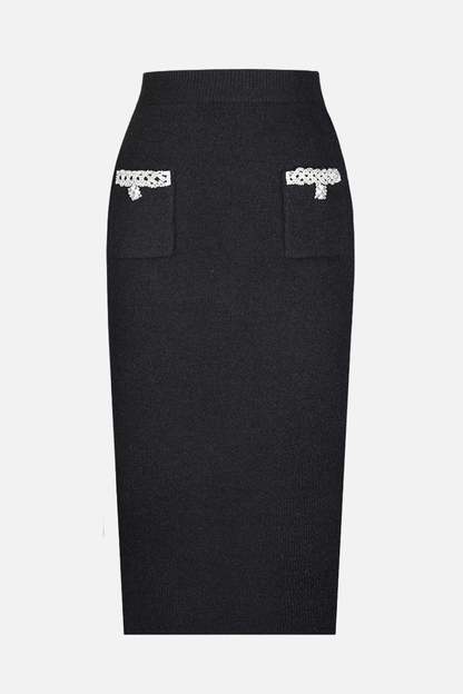 Myria Crystal Embellished Knit Top - Black