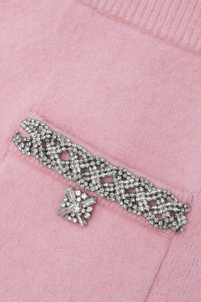 Myria Crystal Embellished Knit Top - Pink