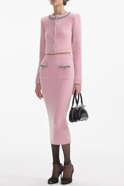 Myria Crystal Embellished Knit Top - Pink