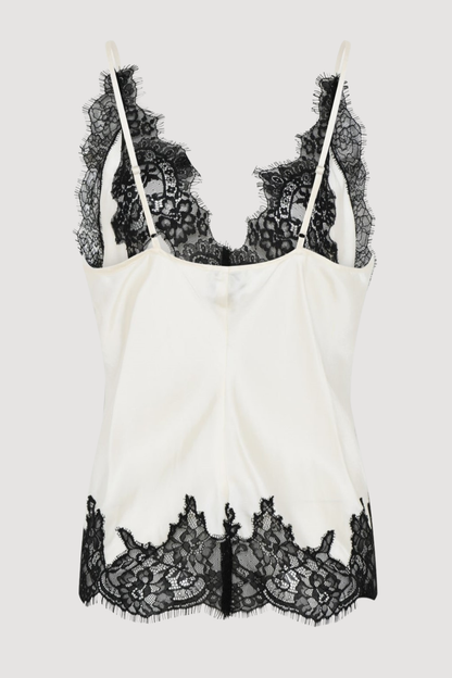 Nadira Lace Satin Top - Beige