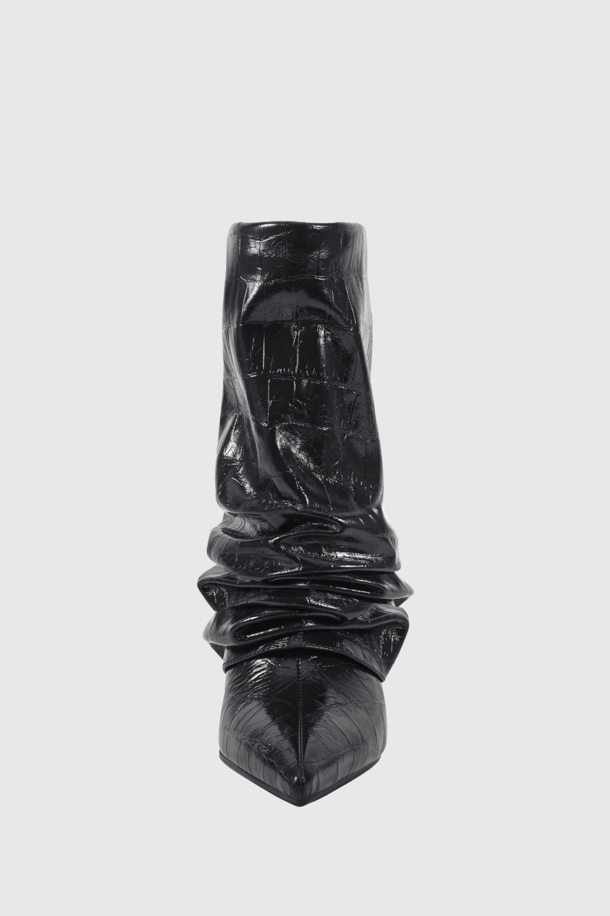 Nahara Leather Ruched Ankle Boots - Black