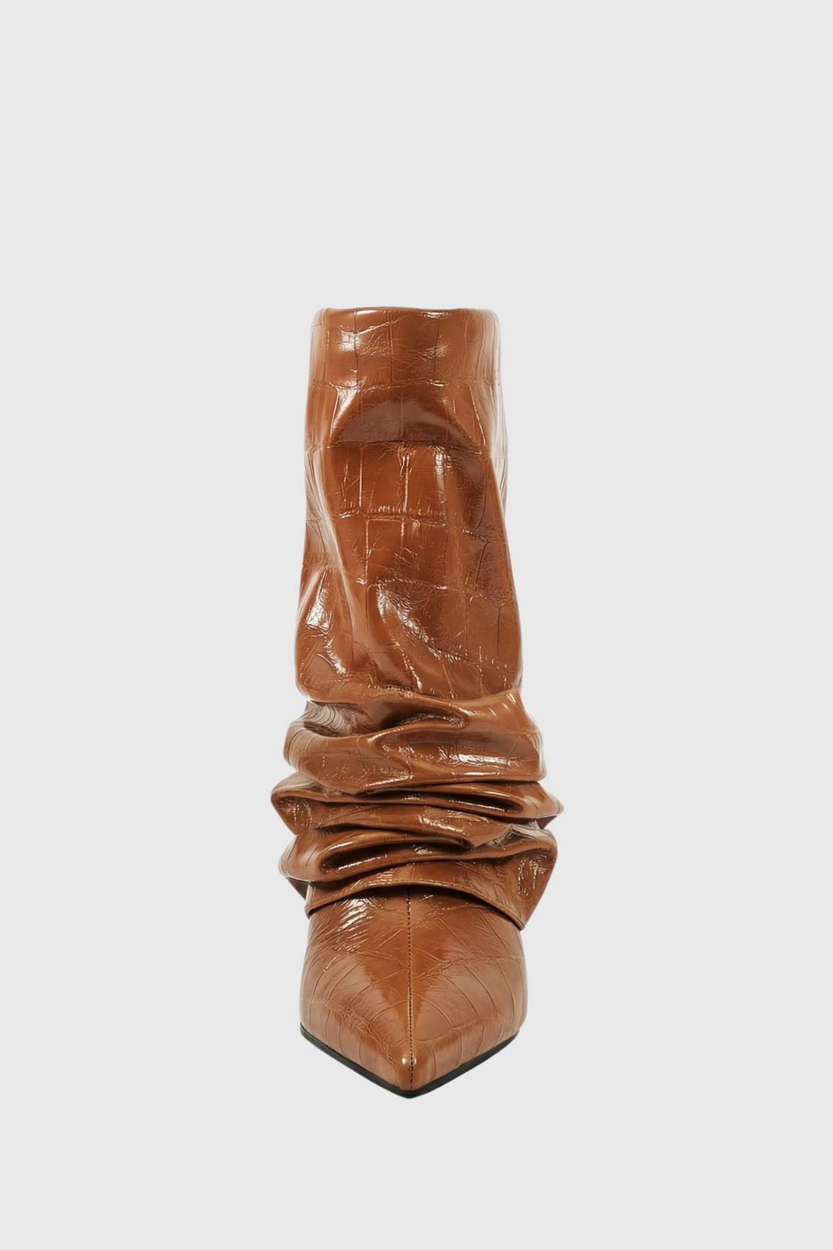 Nahara Leather Ruched Ankle Boots - Brown