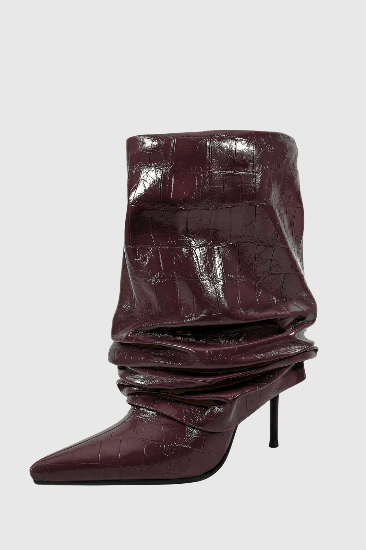 Nahara Leather Ruched Ankle Boots - Chocolate
