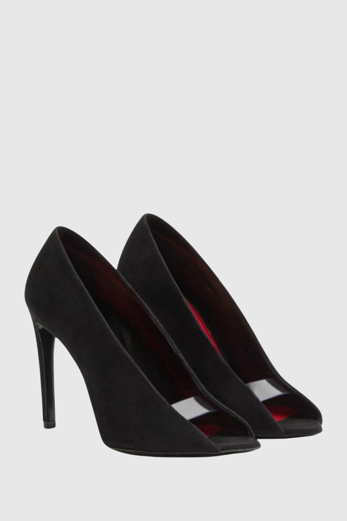 Nahla Open-toe Suede Stiletto Pumps - Black
