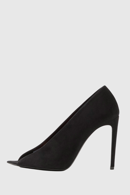 Nahla Open-toe Suede Stiletto Pumps - Black