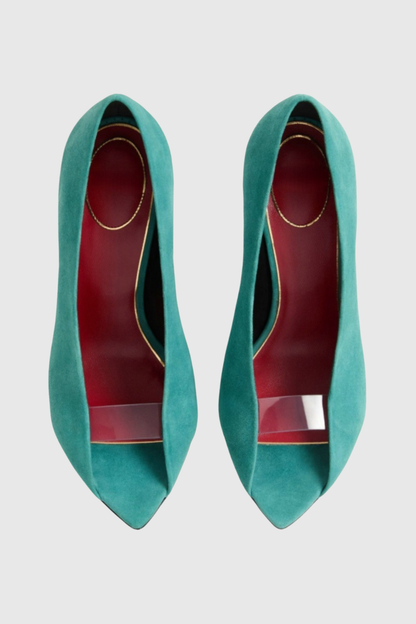 Nahla Open-toe Suede Stiletto Pumps - Blue