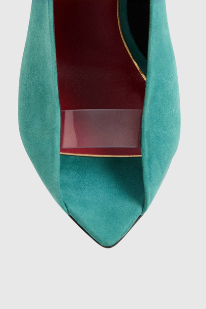 Nahla Open-toe Suede Stiletto Pumps - Blue