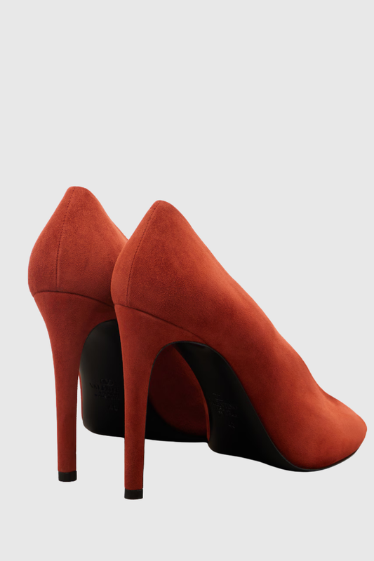 Nahla Open-toe Suede Stiletto Pumps - Orange