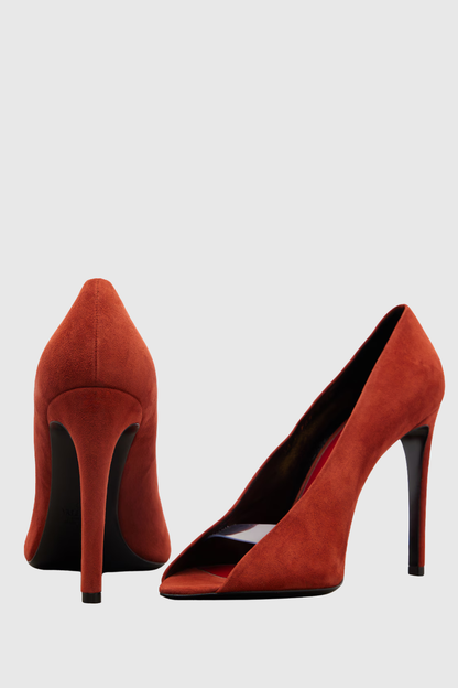 Nahla Open-toe Suede Stiletto Pumps - Orange
