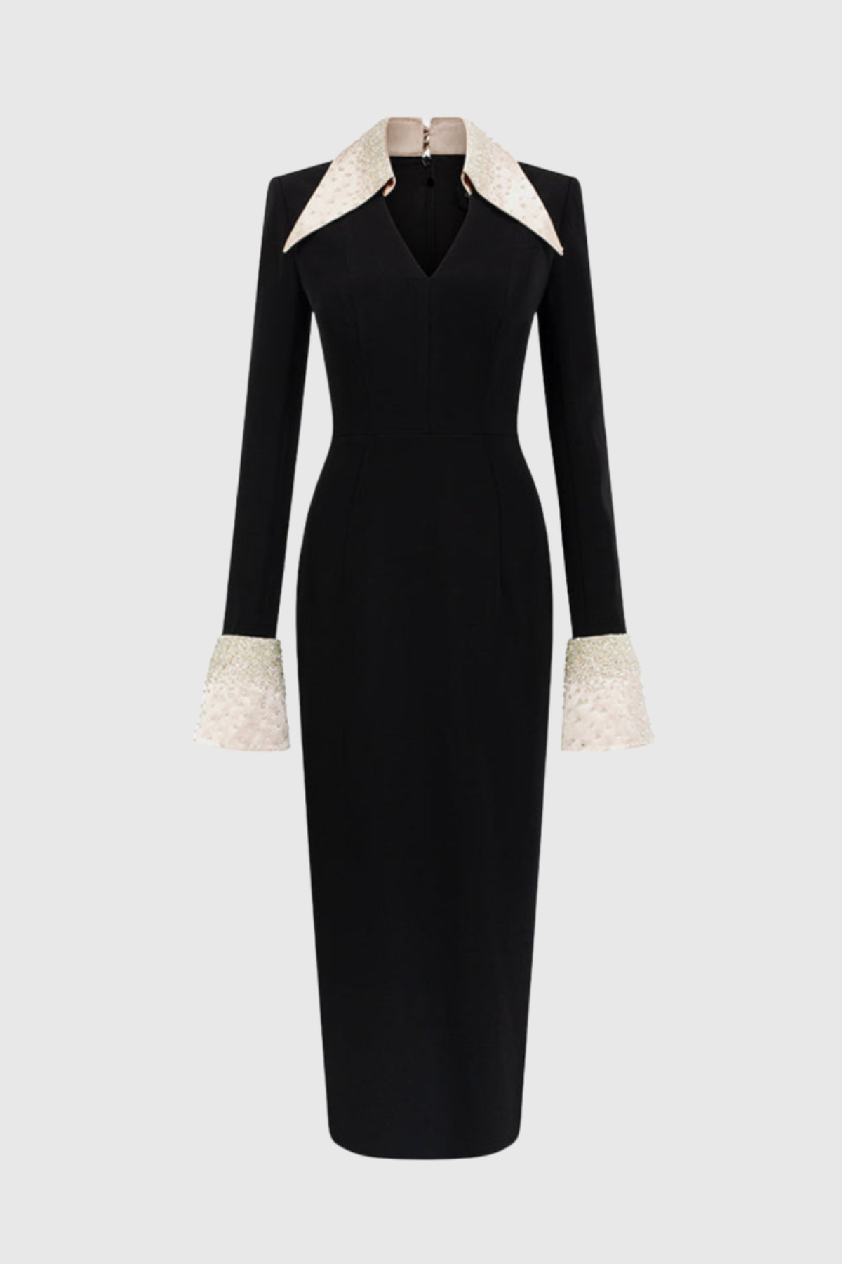 Naira Lapel Rhinestone Midi Dress