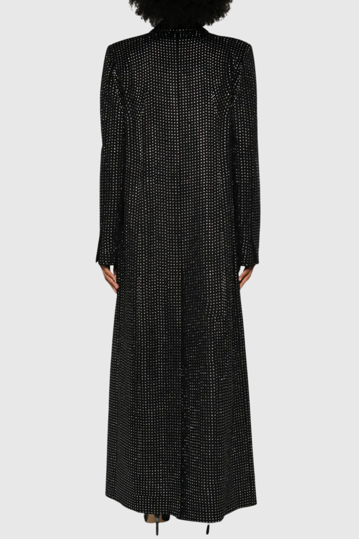 Nairob Crystal Embellished Single Breasted Coat - Black