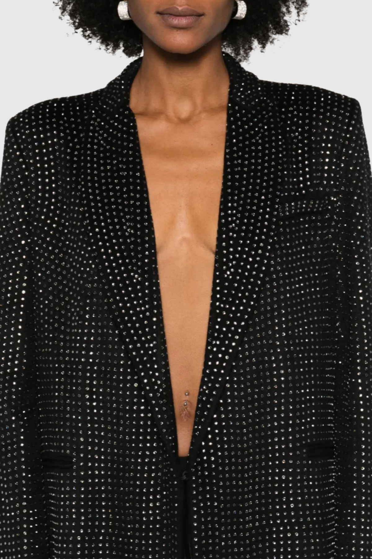 Nairob Crystal Embellished Single Breasted Coat - Black