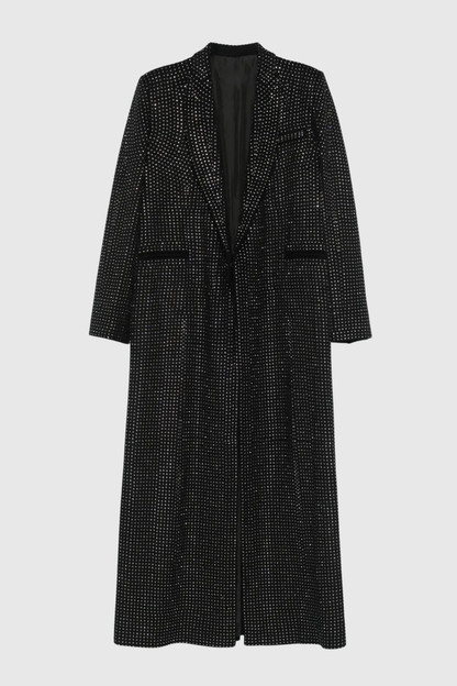 Nairob Crystal Embellished Single Breasted Coat - Black