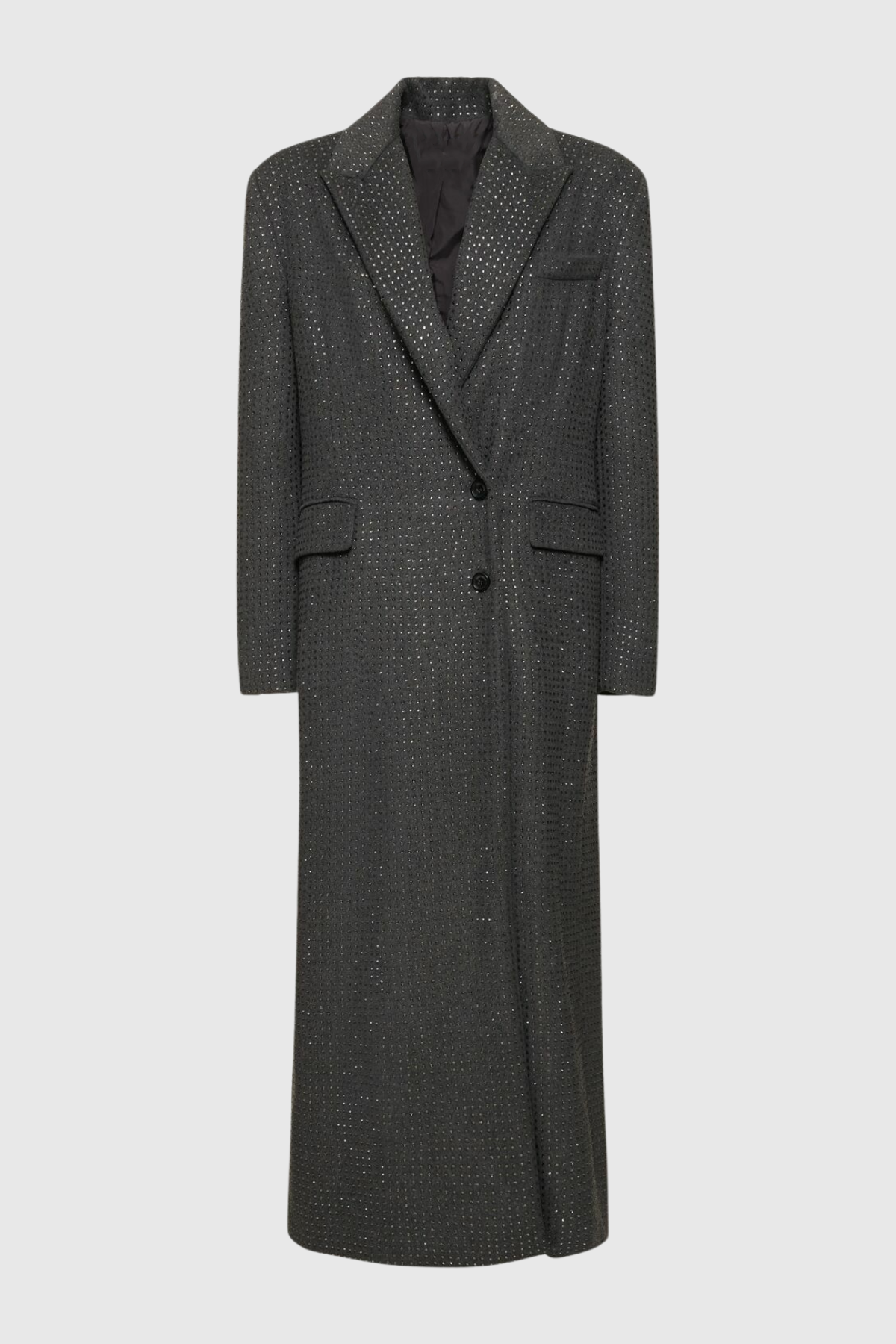 Nairob Crystal Embellished Single Breasted Coat - Grey