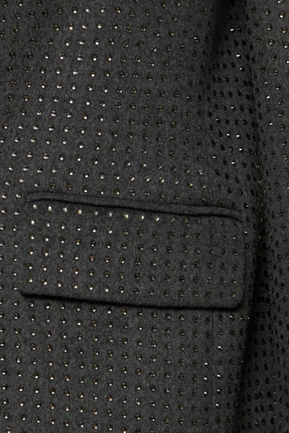Nairob Crystal Embellished Single Breasted Coat - Grey