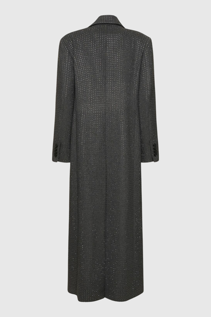 Nairob Crystal Embellished Single Breasted Coat - Grey