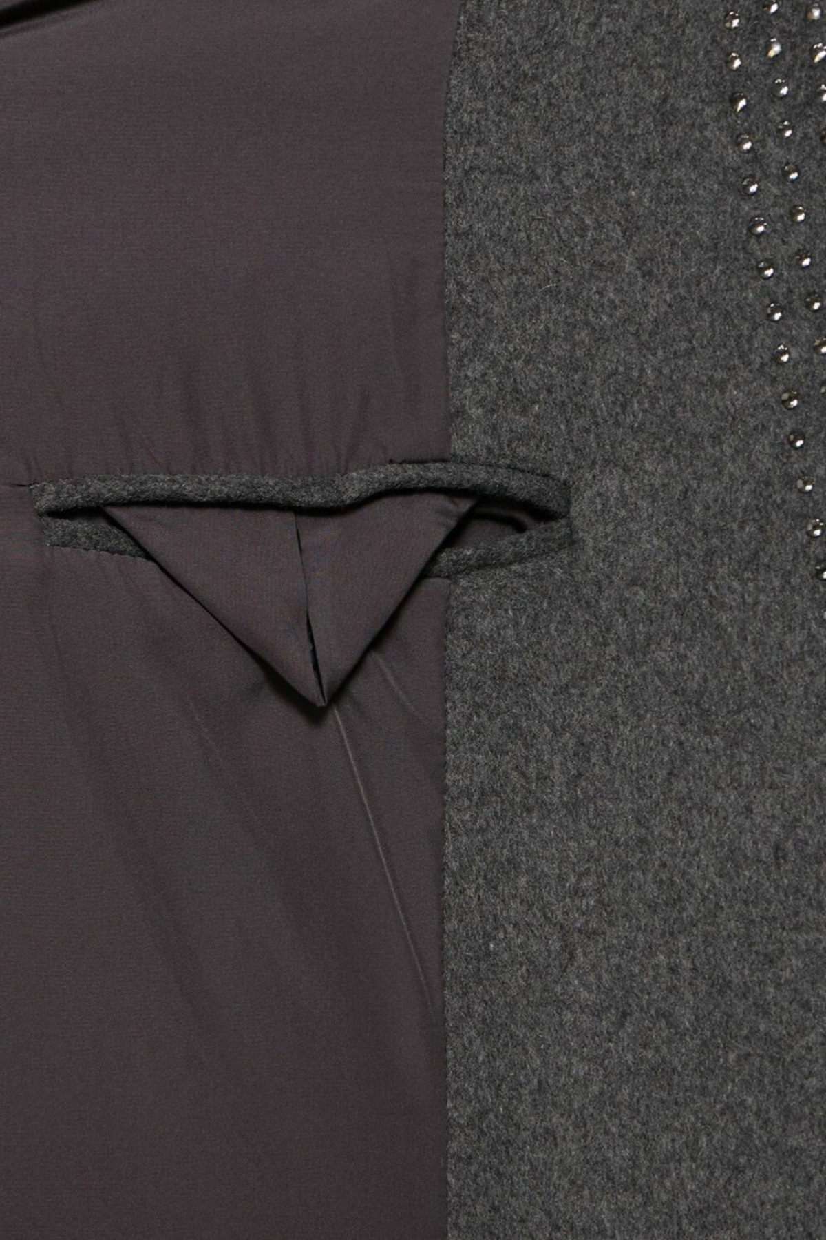 Nairob Crystal Embellished Single Breasted Coat - Grey