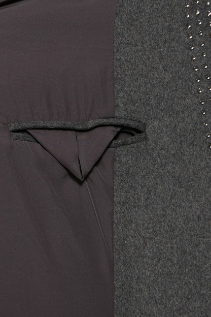 Nairob Crystal Embellished Single Breasted Coat - Grey