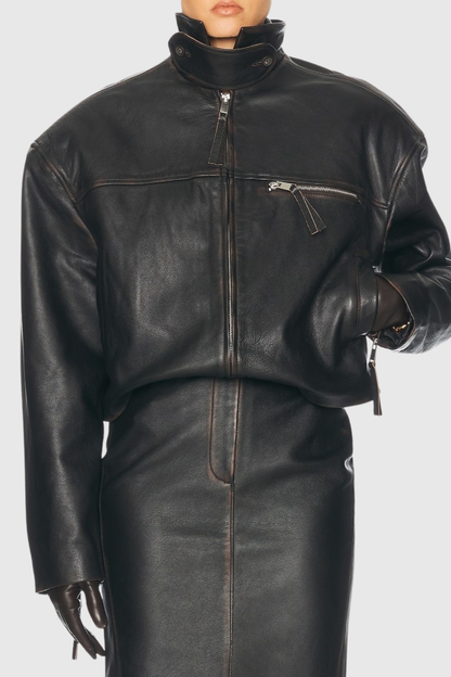 Najaya Distressed Leather Jacket