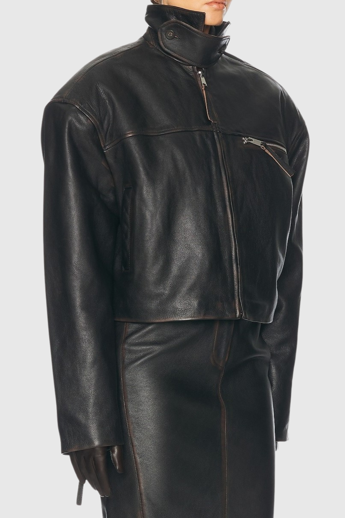 Najaya Distressed Leather Jacket