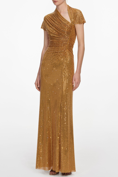 Nakano Rhinestone Embellished Ruched Maxi Dress