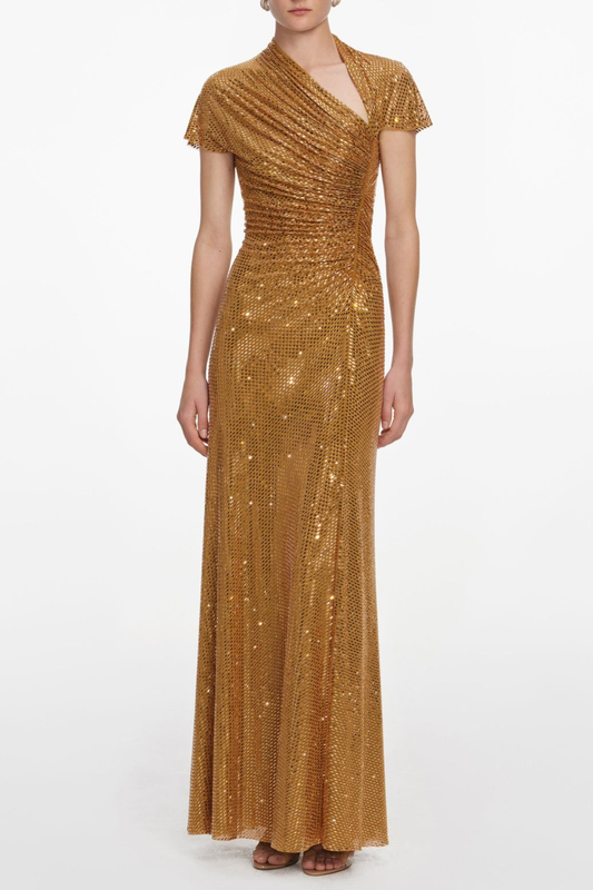 Nakano Rhinestone Embellished Ruched Maxi Dress