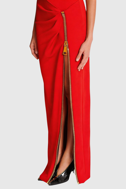 Nakoa Sleeveless Zip Split Maxi Dress - Red