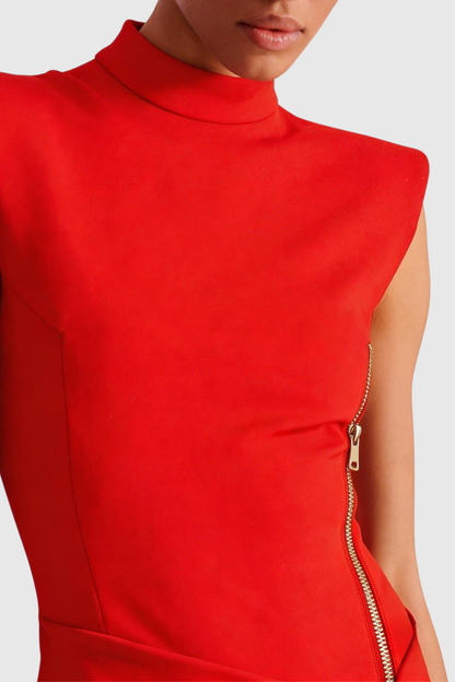 Nakoa Sleeveless Zip Split Maxi Dress - Red