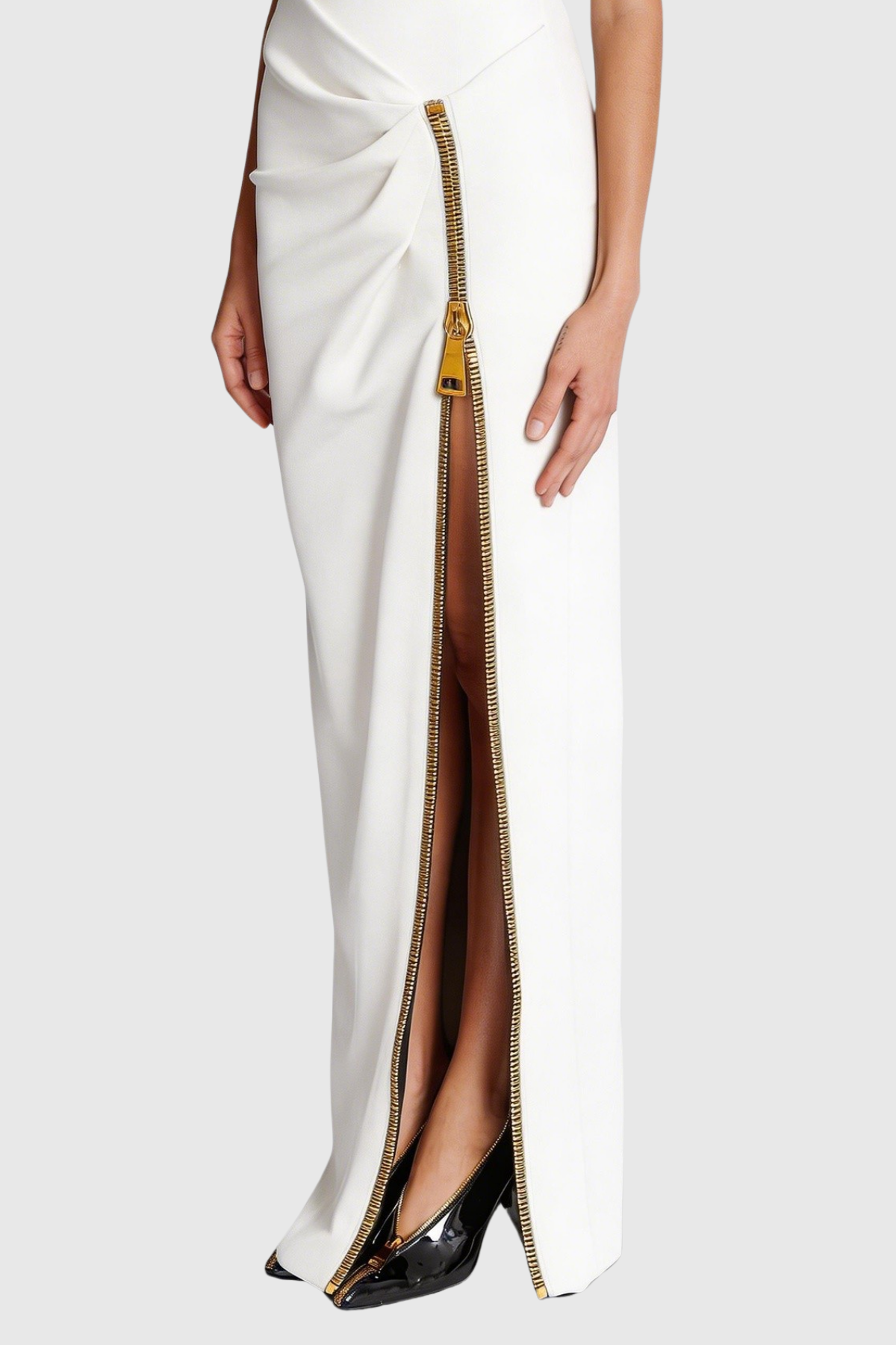 Nakoa Sleeveless Zip Split Maxi Dress - White