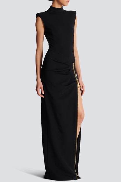 Nakoa Sleeveless Zip Split Maxi Dress - Black